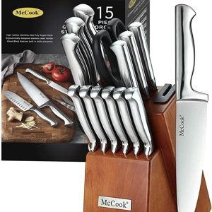 McCook® Knife Sets, German Stainless Steel Kitchen Knife Block Sets with Built-in Sharpener
