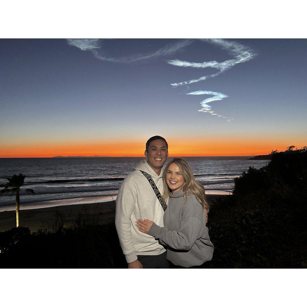 Our first sunset with friends at our apartment!