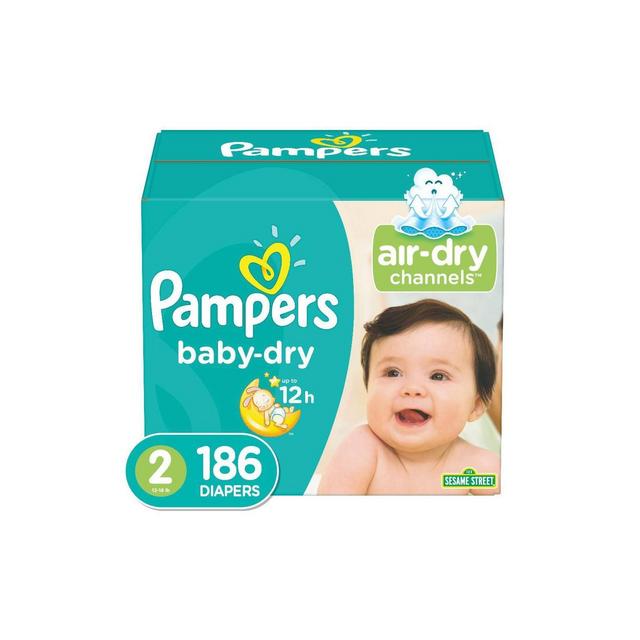 Pampers Baby Dry Disposable Diapers Enormous Pack - Size 2 (186ct)