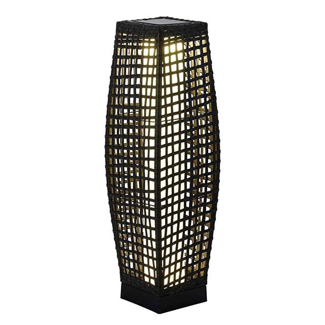 Grand Patio Outdoor Solar Powered Resin Wicker Floor Lamp, Weather-Resistant Deck Light, for Garden or Porch (Black)
