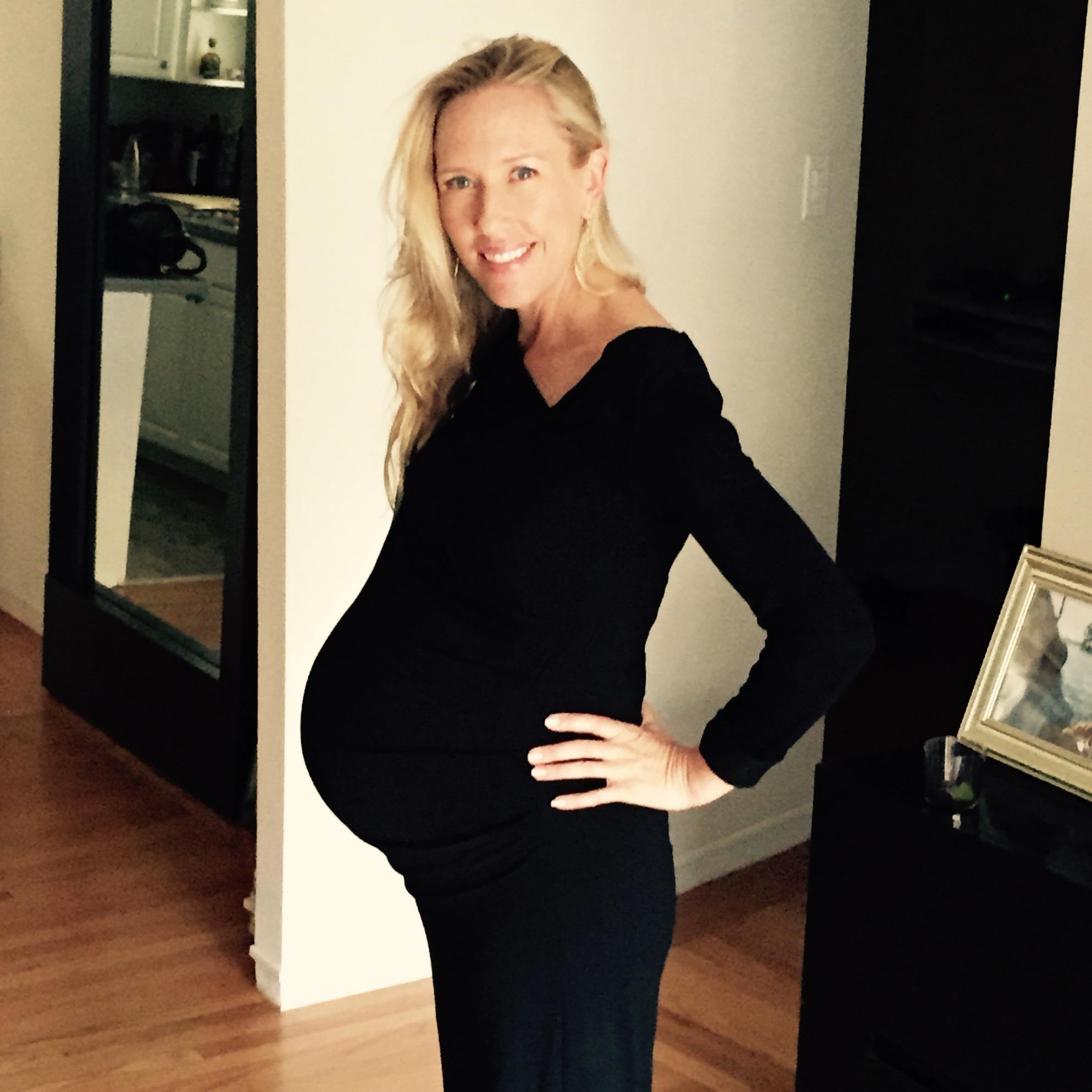 Jen very pregnant with Wellesley, a few days before she was born
