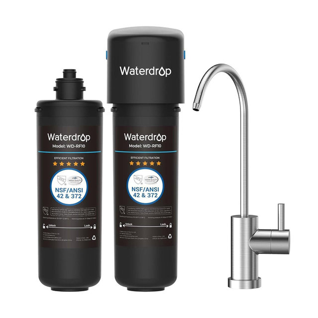 Waterdrop 10UB Under Sink Water Filter, Reduces PFAS, PFOA/PFOS, Lead, Chlorine, NSF/ANSI 42 Certified, 11K Gallons, Extra RF10 Replacement Filter