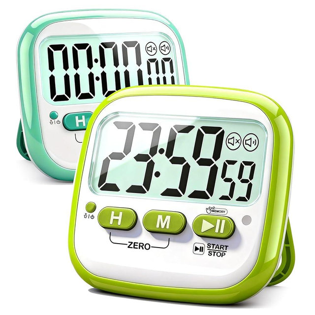 Antonki 2 Pack Classroom Timers for Kids Teachers, Magnetic Countdown Digital Kitchen Timer for Cooking, Study, Exercise, Games, Time Mangement - Loud/Silent Mode - Battery Included