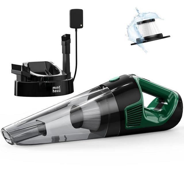Minthouz Cordless Handheld Vacuum Cleaner - Strong Suction Car Vacuum with 120W Motor, Portable Hand Vacuum with 20-30 Mins Runtime, 2-in-1 Charging Dock, LED Light for Car, Home & Office Cleaning