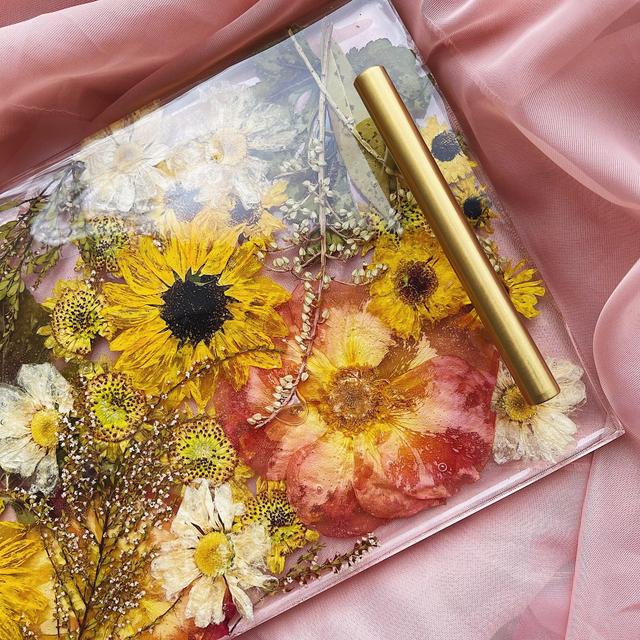 Pressed Flower Resin Serving Tray with Handles