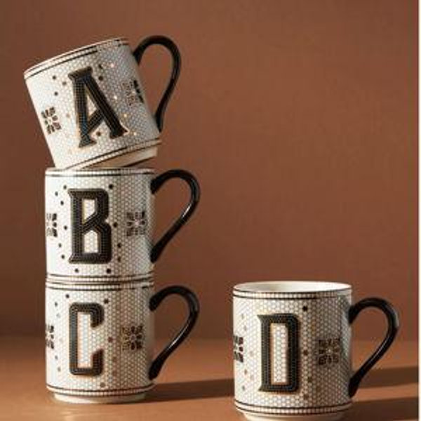 The Bistro Tile Stoneware Mug: Monogram Edition