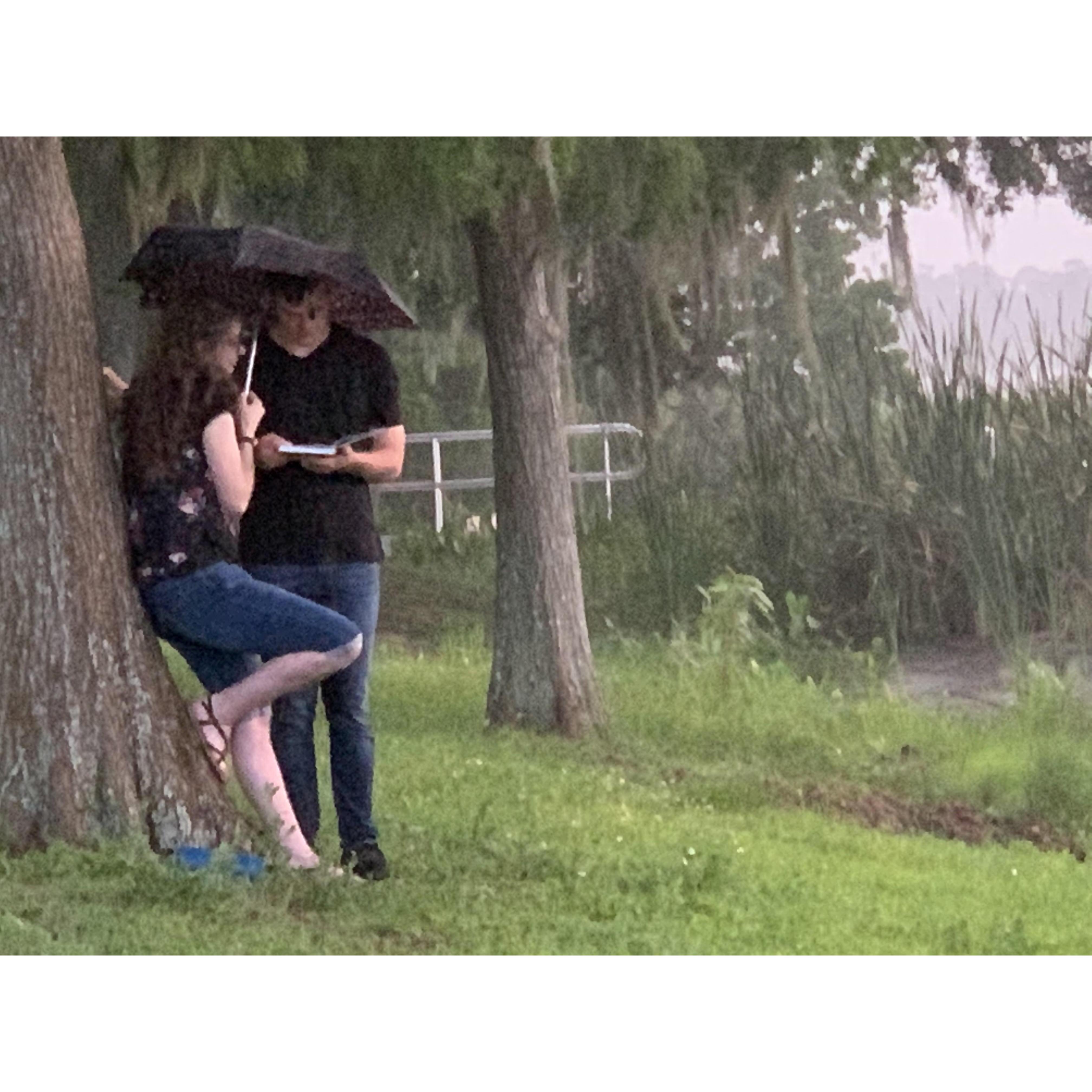 He read a journal filled with our memories to me right before proposing!