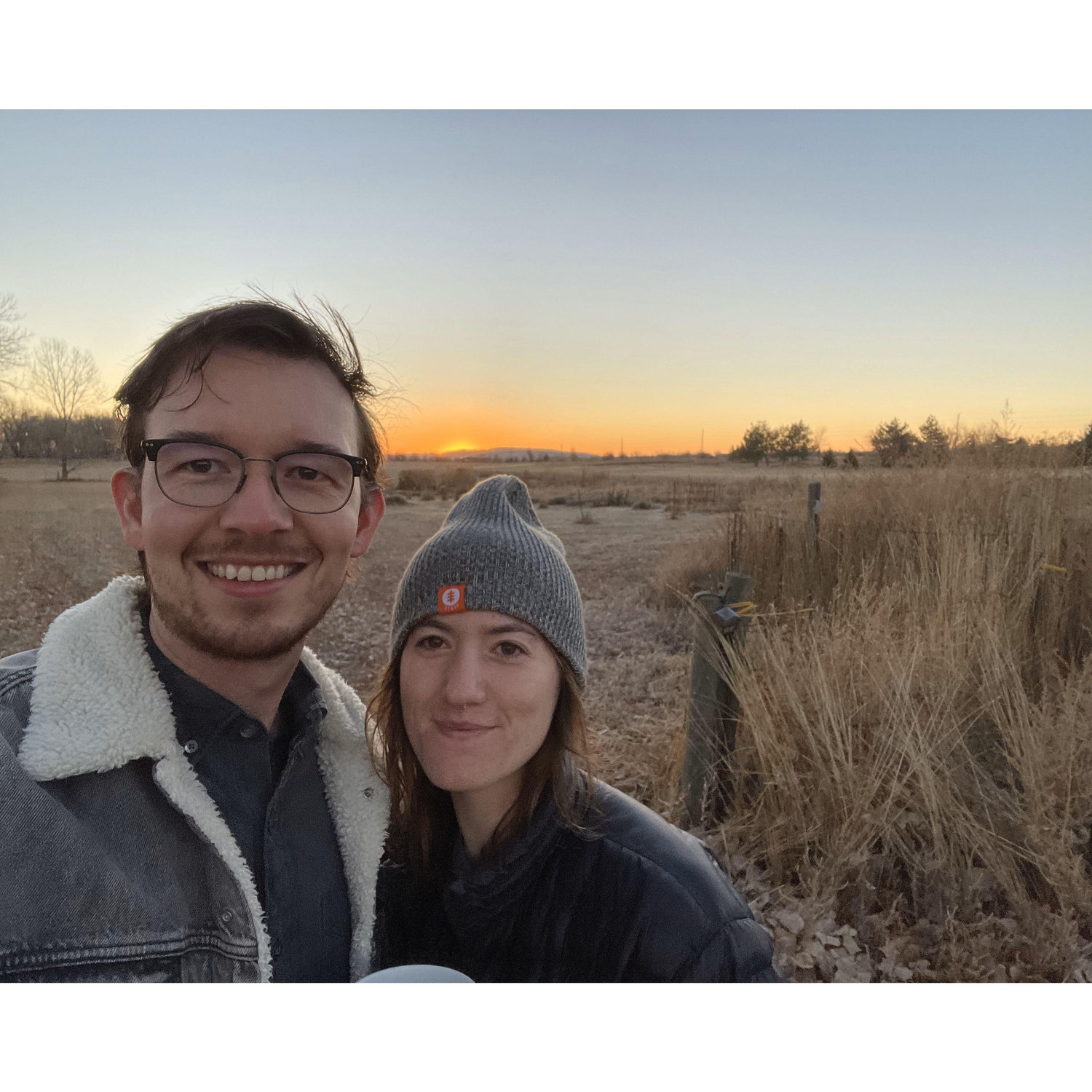 Our first photo together looking after a friend's farm.