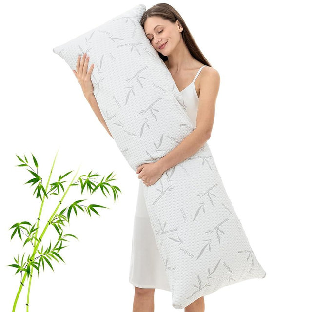Primesoft Full Body Pillow with Removable Pillowcase for Adults,（Memory Foam Filling）（Long Pillow for Side Sleepers） （Fluffy and Firm）（Adjustable Filling）（20×54 Inch，White）