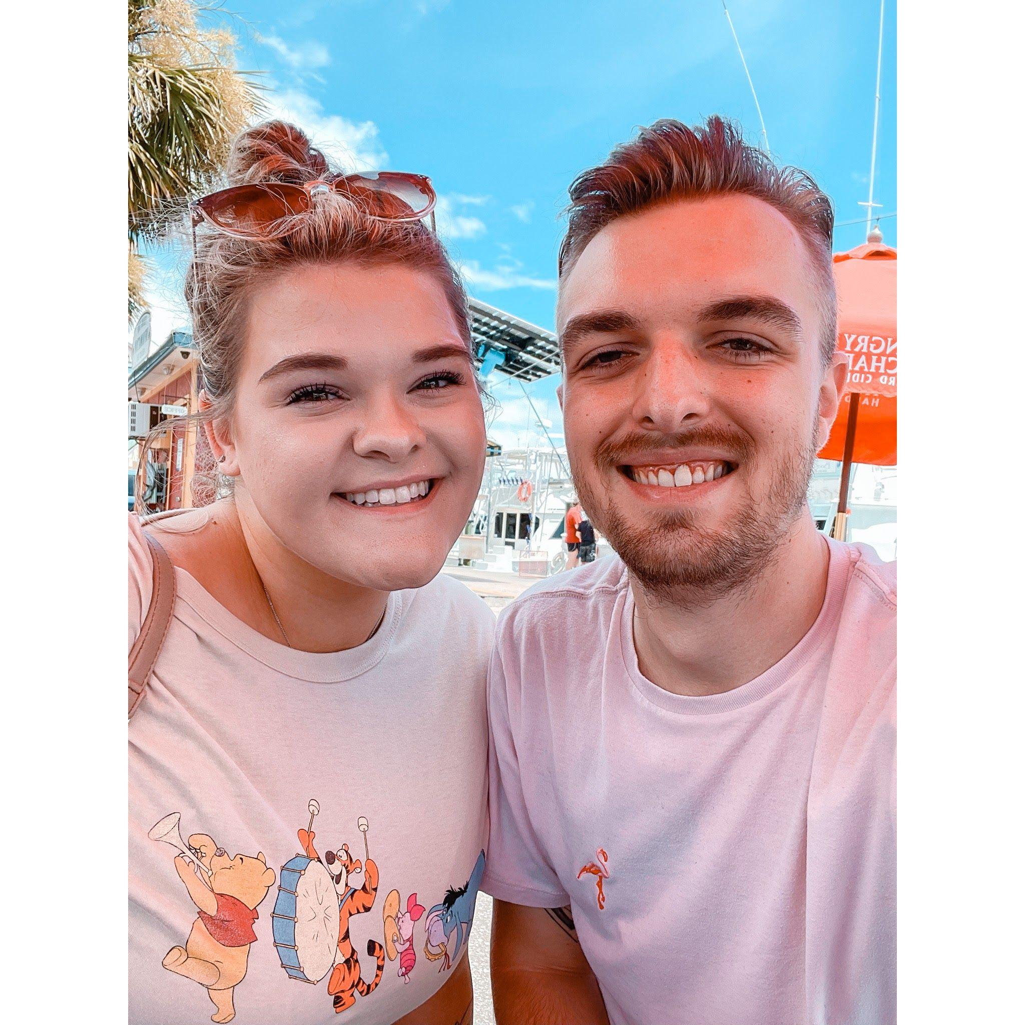 Us waiting to go on a boat in Florida