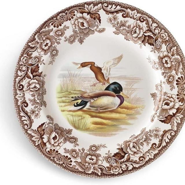 Spode Woodland Mallard 9" Soup Plate - Rustic Fine Earthenware Bowl for Soup, Salad, Pasta with Bird Design - Microwave, Oven, Freezer & Dishwasher Safe - Matches Woodland and Delamere Collections