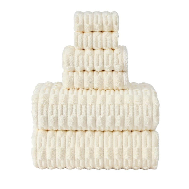 NAWIAOI 40x80 Inches Oversized Bath Sheets Extra Large Bath Towels Set of 6 for Adults Super Soft Quick Dry Light Weight Lint Free Absorbent Stripe Hanging Loop Microfiber Shower Towels (White, 6pcs)