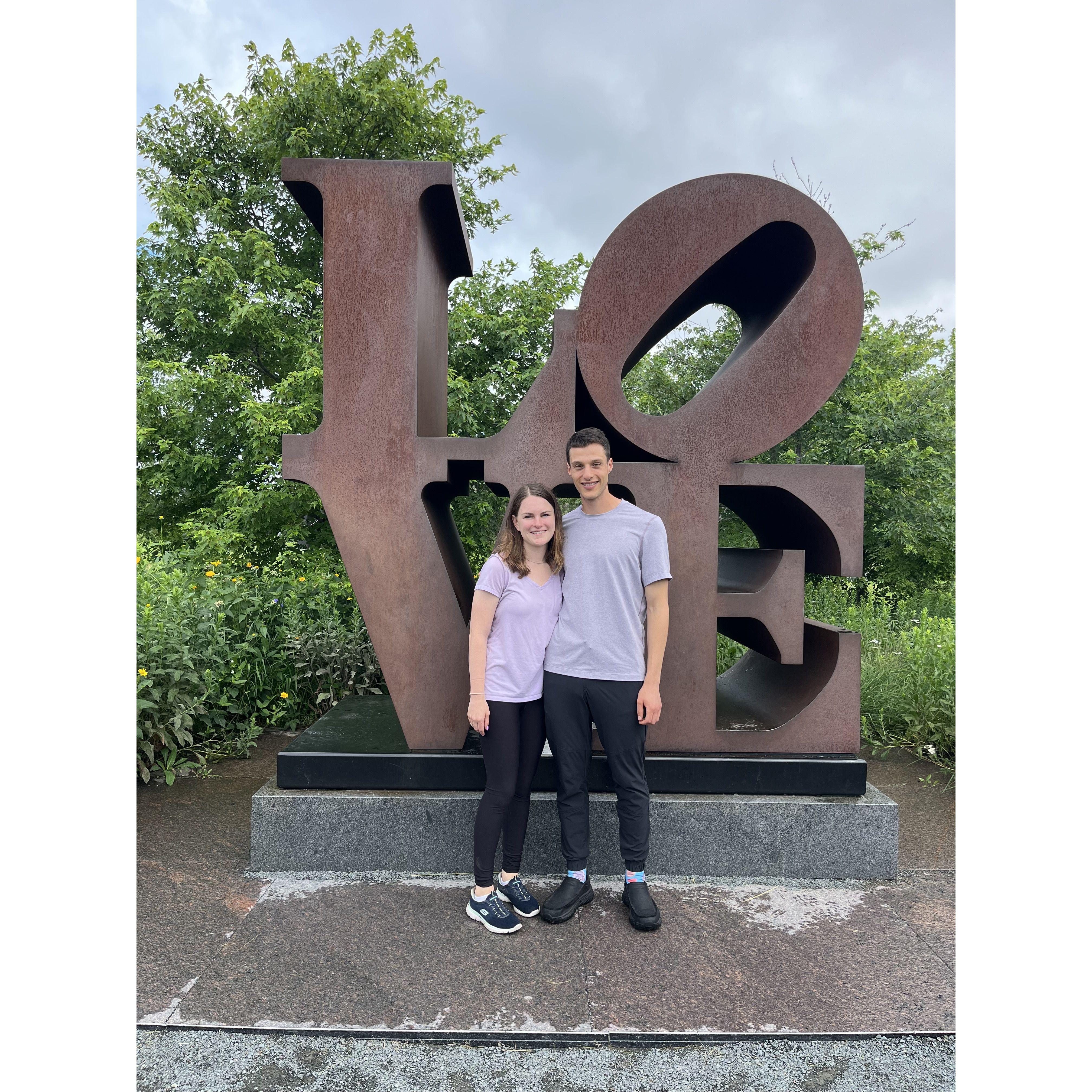 LOVE statue at the sculpture garden the day we got engaged