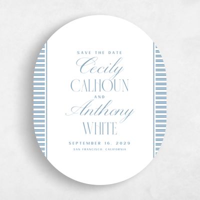 Blue Oval Wedding Save the Date - Connell Portrait