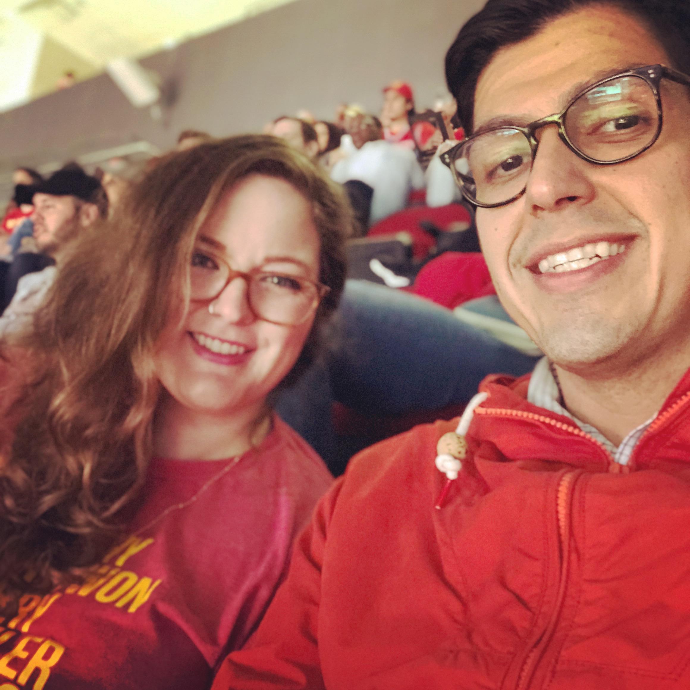 Cheering on the Rockets at the Toyota Center