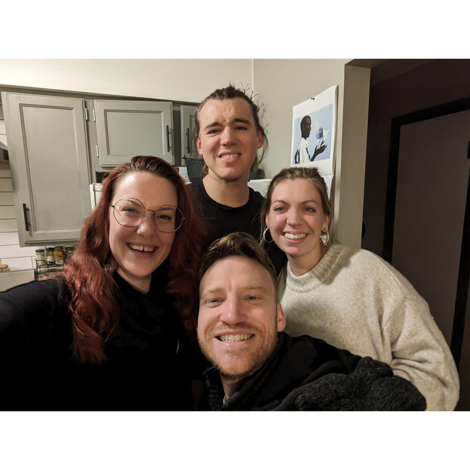 Here's our dream team! This is the best shot out of SEVENTEEN that we tried to take together. Kellar, the former model, loves to troll photos.