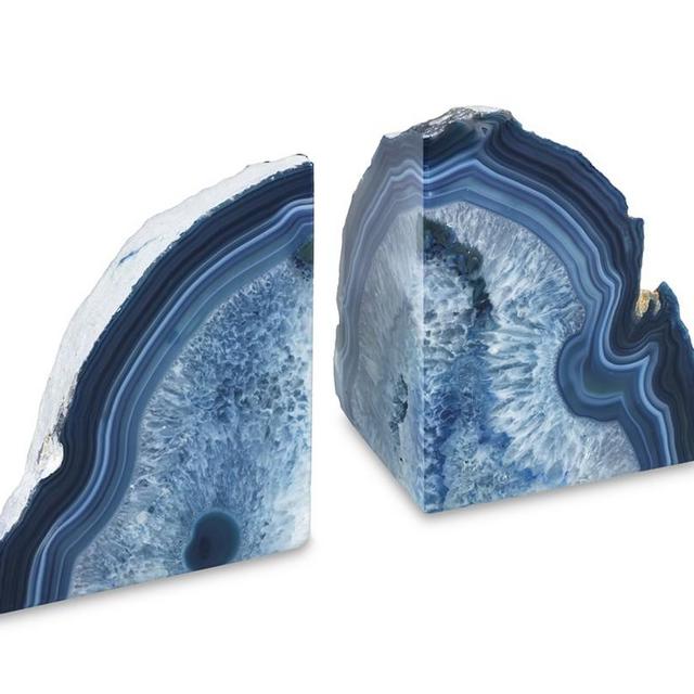 Agate Bookends, Set of 2, Blue