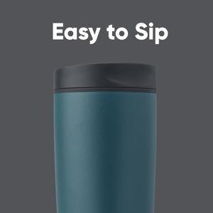 Owala SmoothSip Slider Insulated Stainless Steel Coffee Tumbler, 20 oz, Grey/Blue (High Dive)