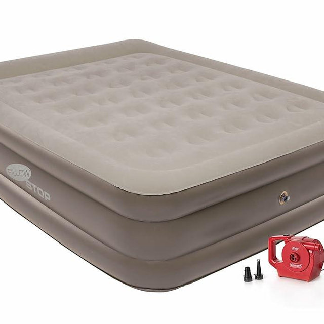 Coleman SupportRest Double-High 18" Queen Air Mattress | Indoor and Outdoor Raised Airbed with 120V Rechargeable Air Pump | Blow Up Air Mattress for Camping