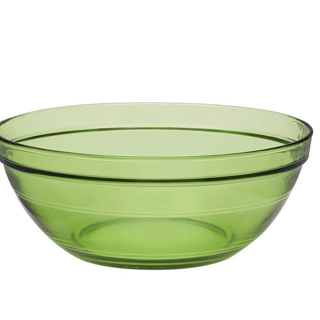 Duralex Gigogne Glass Stackable Mixing Bowls/Prep Bowls Set of 6, Green. 32¾ oz./ 6.75"