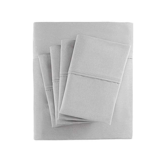 Madison Park 800 Thread Count Luxurious Wrinkle Free Breathable Cotton Rich Sateen 6 Piece Sheet Set, King Size, Grey