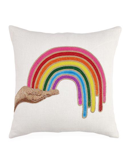 Jonathan Adler Hand-Beaded Rainbow Pillow