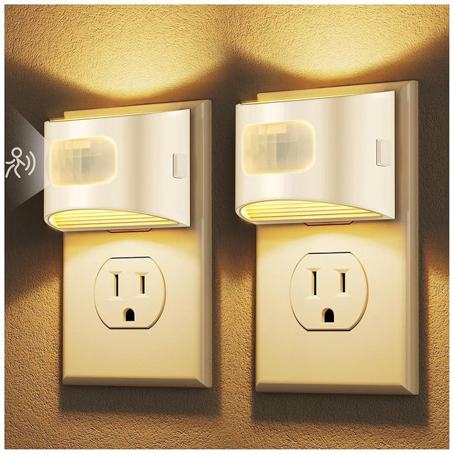 DORESshop LED Night Light[2 Pack], Night Lights Plug into Wall, 3 Mode Plug in Night Light with Motion Sensor, Dusk to Dawn Sensor, Nightlights for Adults, Bedroom, Bathroom, Hallway, White Cover