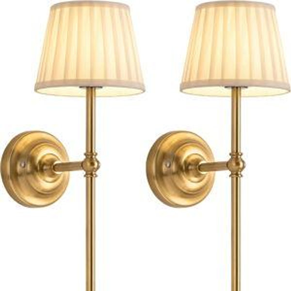 Cordless Wall Sconces Set of 2 (Gold)