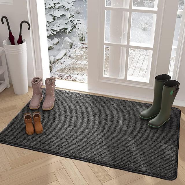 Color G Indoor Door Mat Entryway Rug Floor Mats for House, 20"x32" Welcome Doormat for Front Door Inside Entry Outdoor Entrance Shoe Mat, Non Slip Machine Washable Low-Profile (Dark Grey)