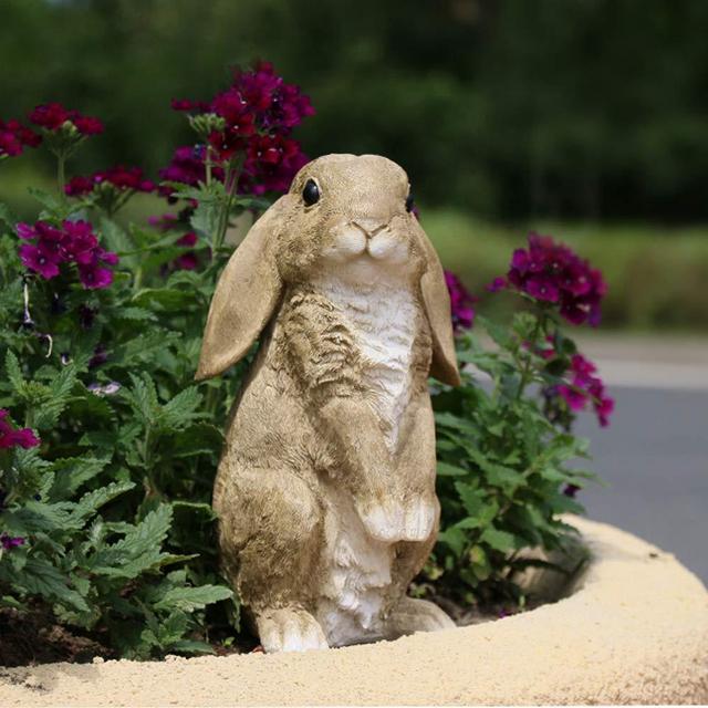Danmu 1Pc of Polyresin Standing Rabbit Statue, Halloween Decorations, Garden Statues, Outdoor Statues, Garden Ornaments, Yard Statue for Home and Garden Decor 4 7/10" x 4 7/10" x 8 3/5" (Brown)