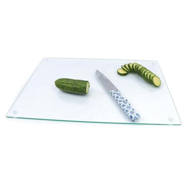 Tempered Glass Cutting Board Glass Cutting Boards for Kitchen,Clear Cutting Board for Countertop,Glass Palette for Oil Painting, Heat Resistant, Shatter Resistant,Dishwasher Safe(Clear, 12 x 16")