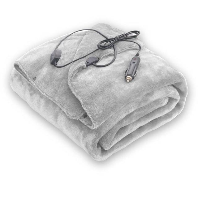 Sunny color Wearable Car Electric Blanket 12 Volt Heated Travel Blanket Plug in Heating Throw for Car Truck SUV Van with Controller 2 Heating Level Ideal for Camping, Traveling(41x55, Gray)