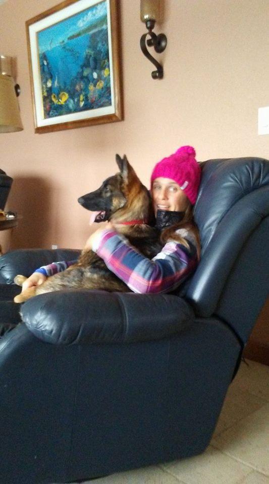 Jenny and their "lap dog", Wyatt.