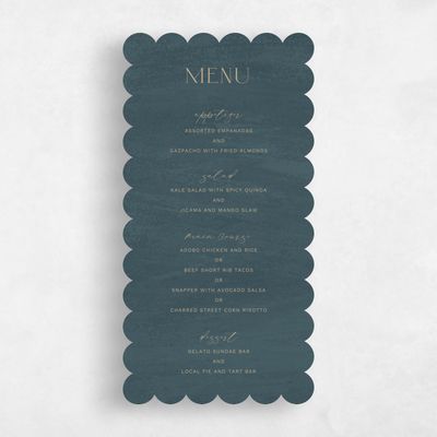 Blue Scalloped Wedding Menu - Belanger