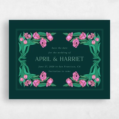 Dark Emerald, Green Wedding Save the Date - Willmore Landscape