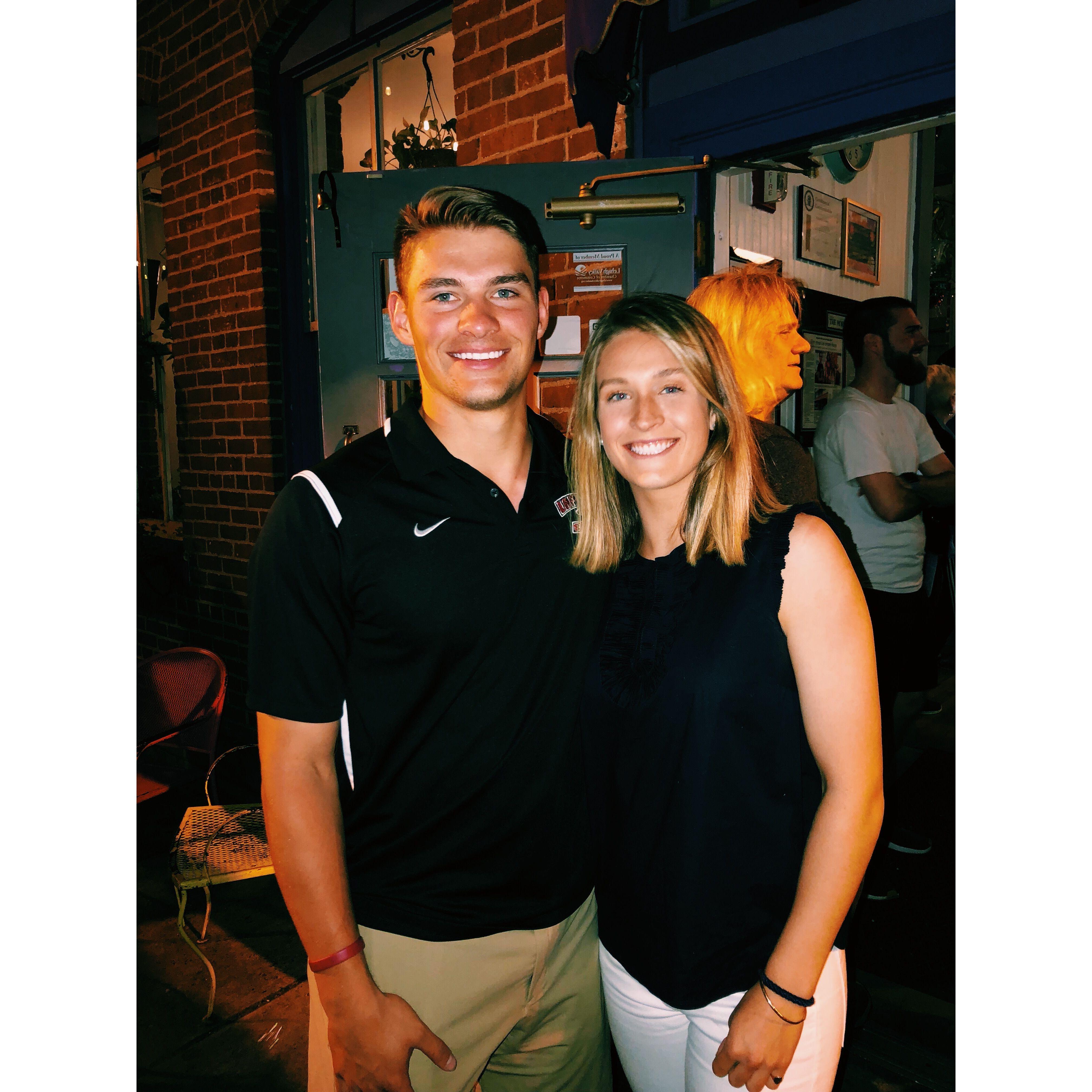 Dinner together before Dan's graduation!