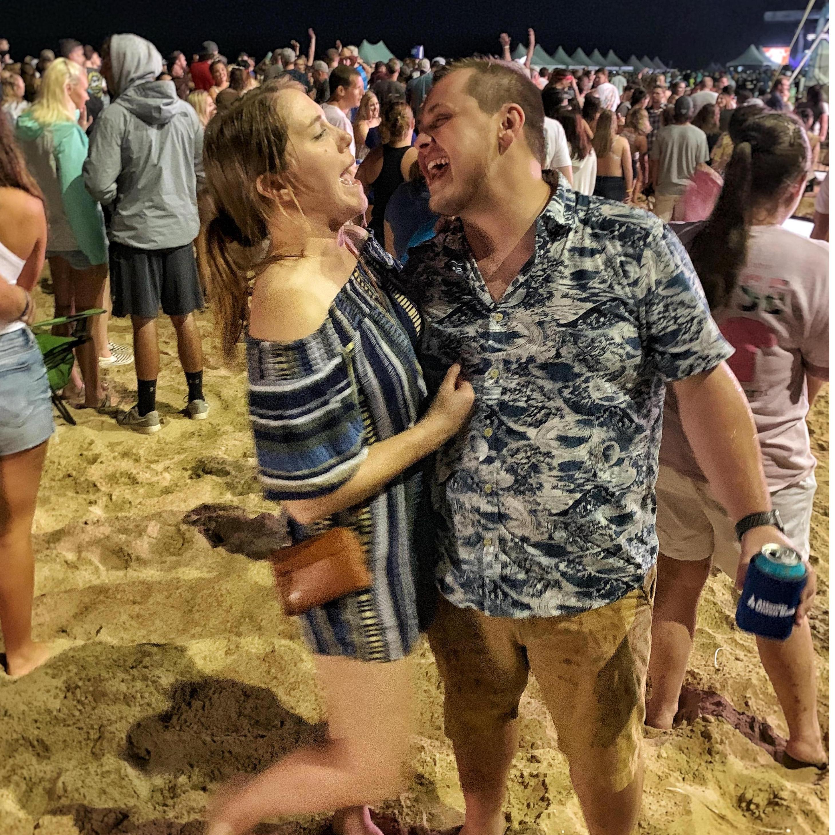 Adam and Shan singing Old Dominion while in Virginia Beach with friends, Jake and Marie.