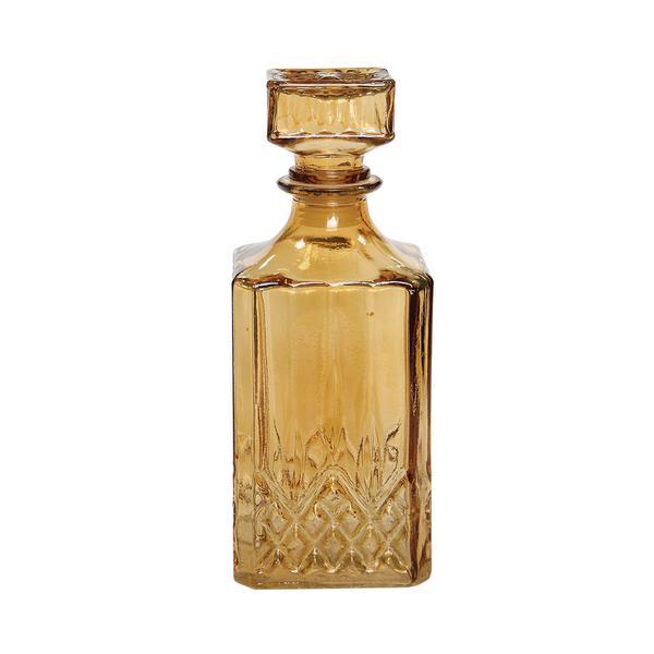 ETCHED GLASS DECANTER // AMBER
