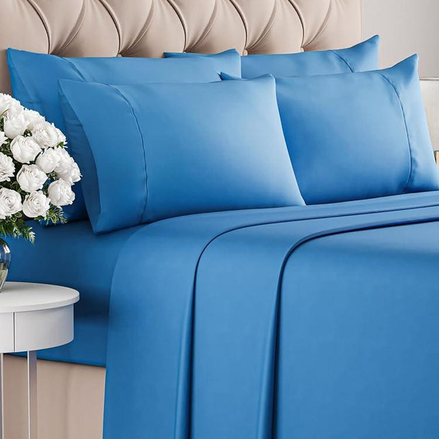Queen 6 Piece Sheet Set - Comfy Breathable & Cooling - Ultra-Soft Hotel Luxury Bedding Set w/ 8-16 Inch Deep Pockets - 1 Flat & 1 Fitted Sheet & 4 Pillowcases - Wrinkle Free & Easy Care - Royal Blue