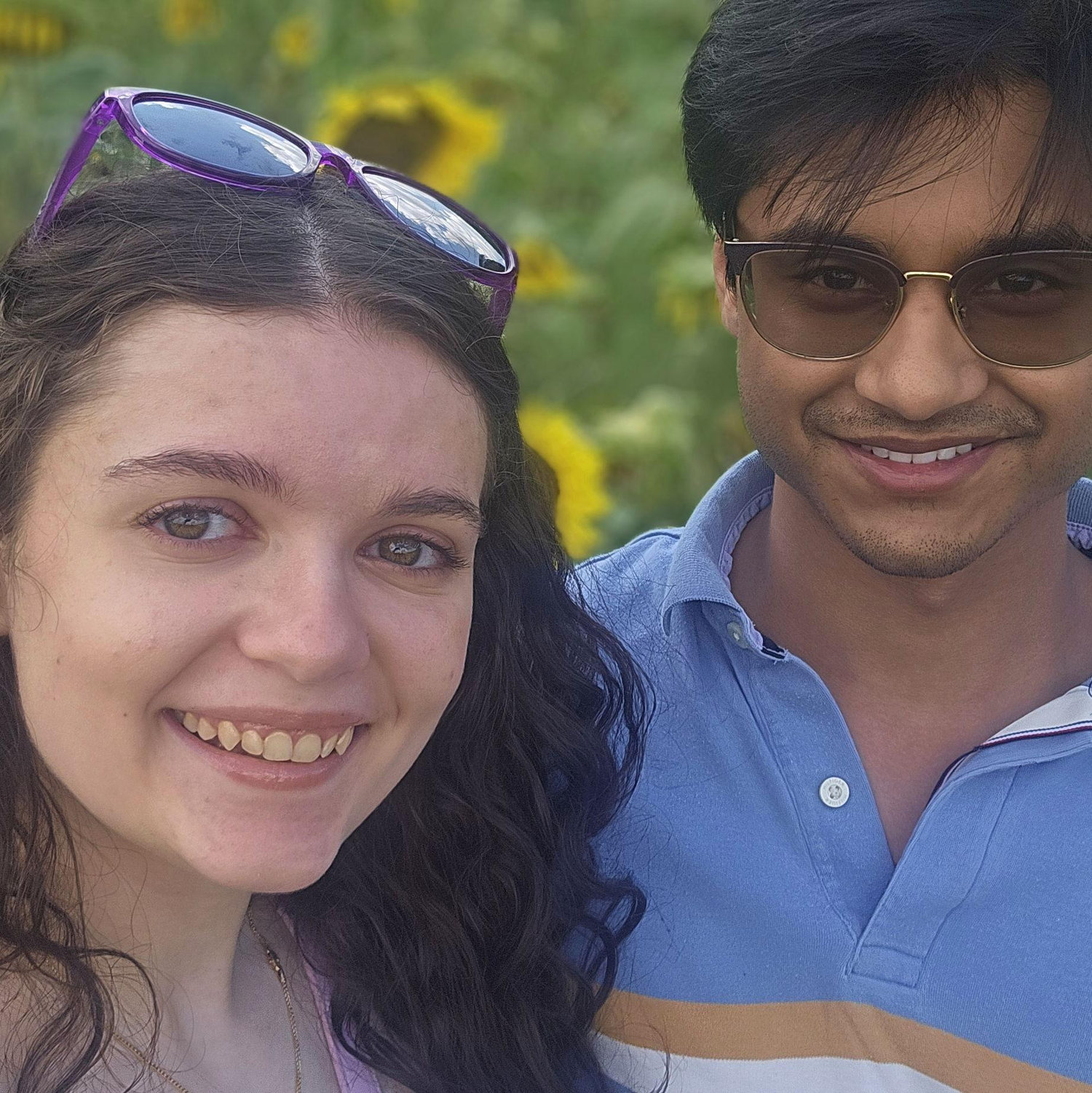Julia and Shabit at Dorthea Dix Park during the sunflower blooms.