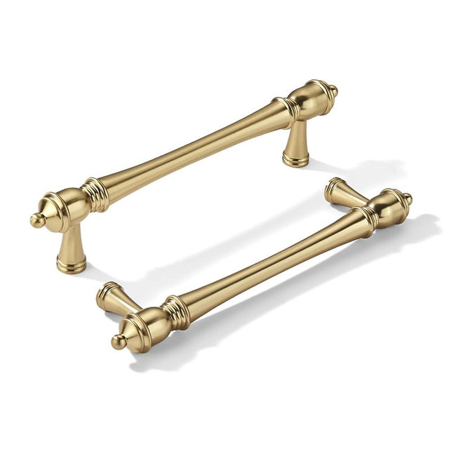 khtumeware 10 Pack 5 inch(128mm) Hole Center Champagne Bronze Cabinet Pulls Heavy-Duty Solid Warm Brass Cabinet Hardware Drawer Pulls Hardware Suitable for Kitchens bathrooms and Dressing Tables