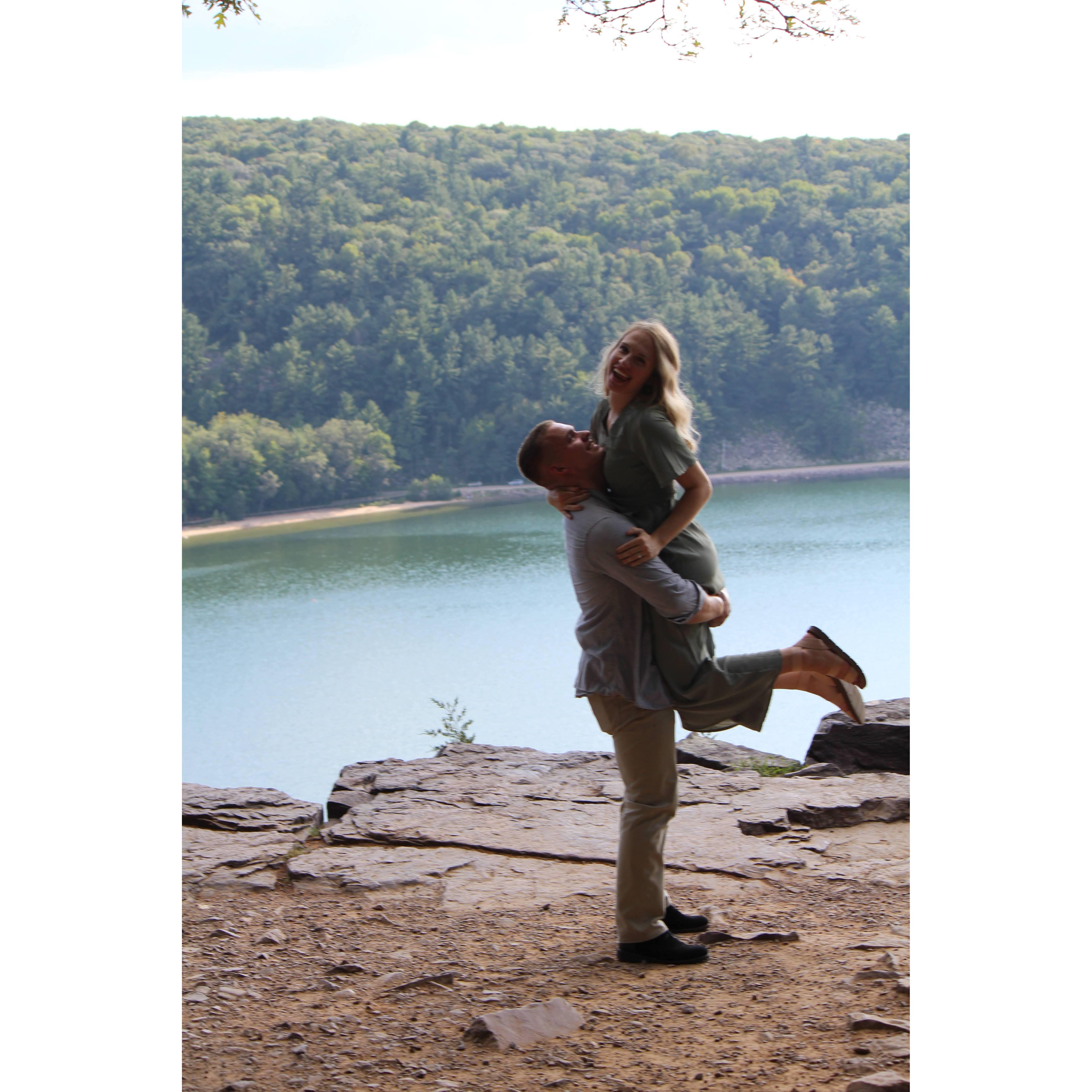 Fun taking some engagement photos at Devil's Lake the day before Heather set off for Oxford