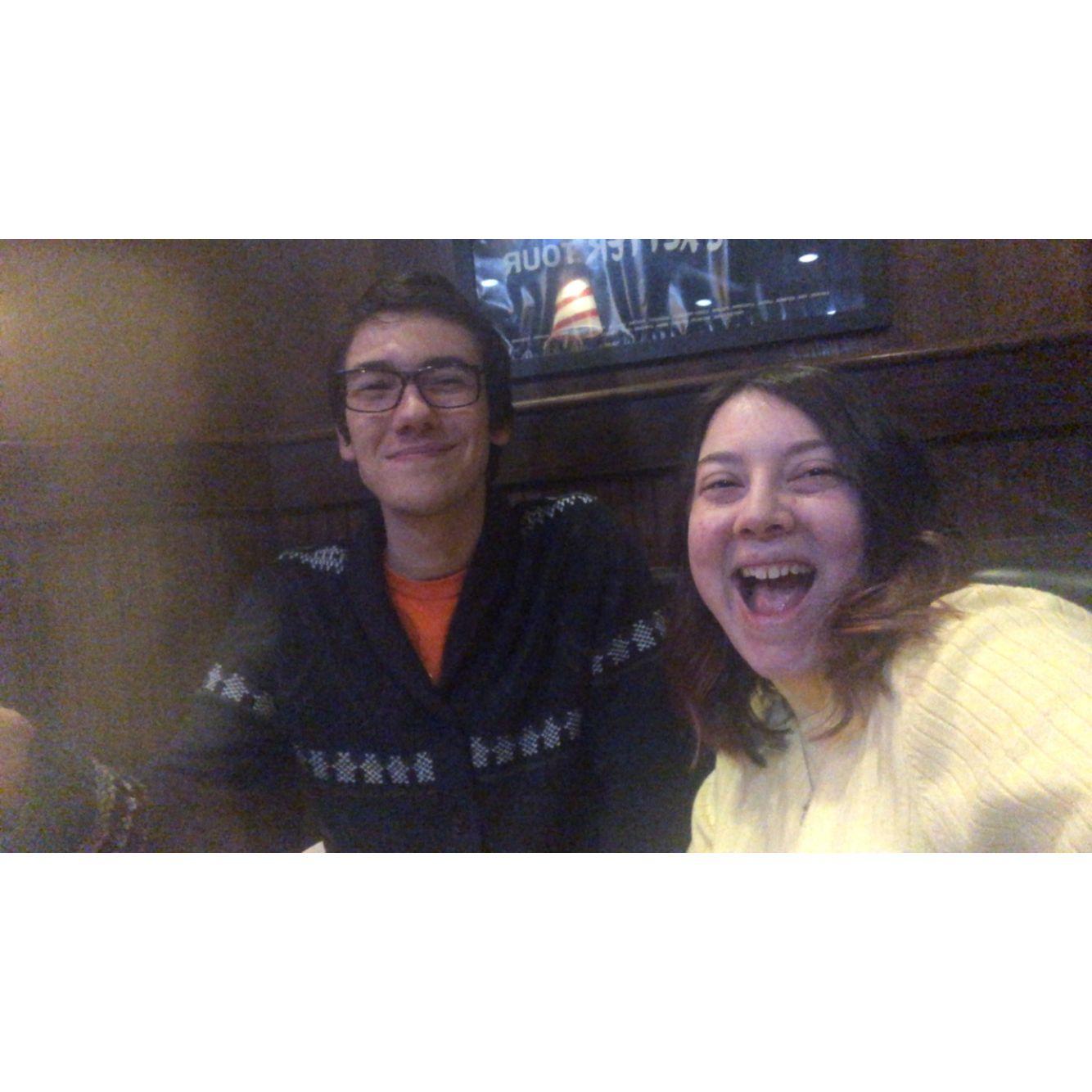 Taken in what the bride remembers as a TGI Friday's, Nick and Cailee have no shortage of photos of them going out to eat together.