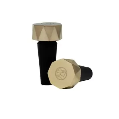 Wine Bottle Stoppers in Brass/Black (Set of 2)
