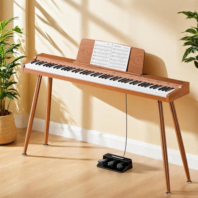 Keyboard Piano Electric 88 Key Piano keyboard: 88 Key keyboard Piano Semi-Weighted Full Size Premium Sound MIDI Headphone Jack Triple Pedal Compact Design for Beginners to Professionals