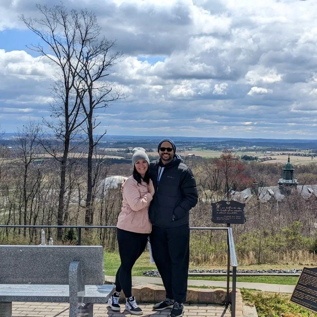 Visiting Mount St. Mary's where Meghann attended college.