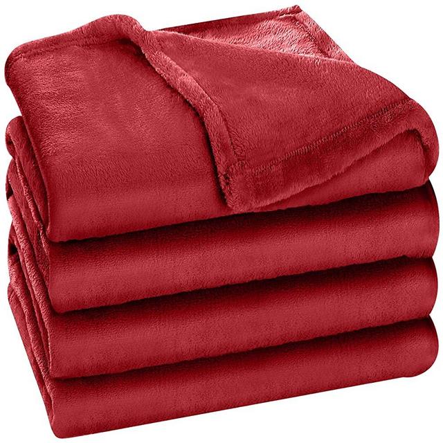 Utopia Bedding Fleece Blanket Queen Size Burgundy 300GSM Luxury Bed Blanket Anti-Static Fuzzy Soft Blanket Microfiber
