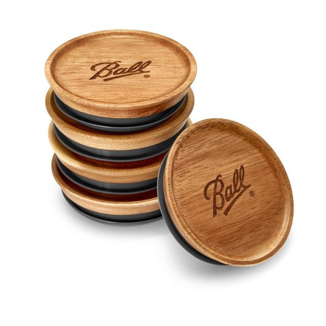 Ball 5pk Wooden Storage Lids, Regular Mouth