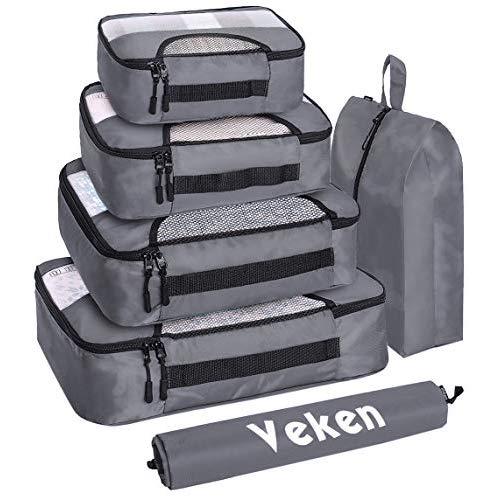 Veken 6 Set Packing Cubes, Travel Luggage Organizers with Laundry Shoe Bag