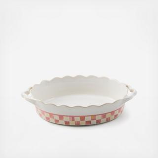 Rosy Check Everyday Stoneware Oval Baker